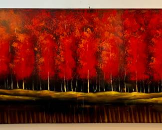 "Red Trees" Stretched Canvas Art