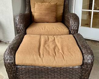 (2) Wicker Armchairs & Ottomans
