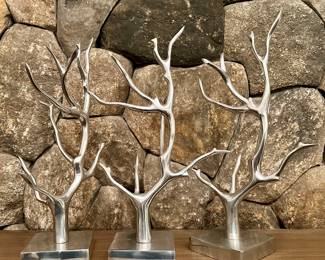 (3) Decorative Silver Branches