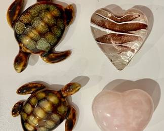 Glass Sea Turtles & Hearts