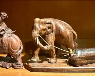 Carved Wood Elephant Figures