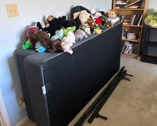 Bed frame, box springs,plushies