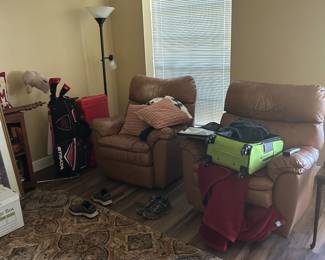 Leather recliners, area rug