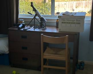 Desk, telescope (more telescopes in closet)