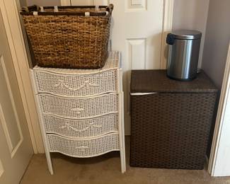Bathroom organizer, laundry hampers