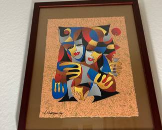 Anatole Krasnyansky Two masks Signed Art
