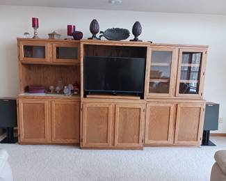 Three piece entertainment center bookcase bookshelf flat screen television