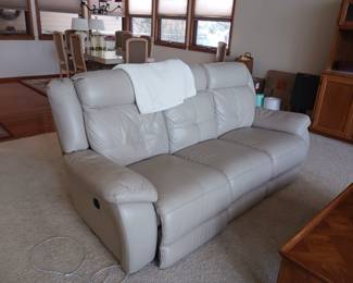 Leather reclining sofa (has cat claw marks)