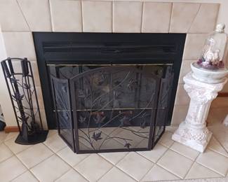 Fireplace tools and screen