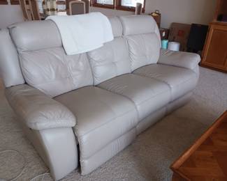 Three person leather recliner (has cat claw marks)