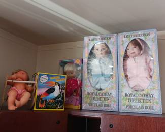 Royal Kathy collection dolls, drowsy doll with original box, talking toucan toy