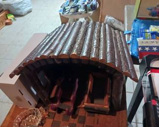 Wood handmade Nativity shelter Manger