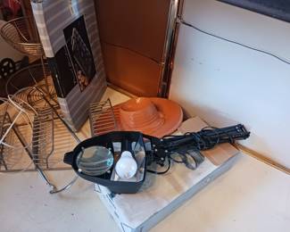 Desk light with magnifying glass. Cowboy hat chip and dip ceramic Bowl