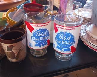 Pabst Blue Ribbon beer glasses