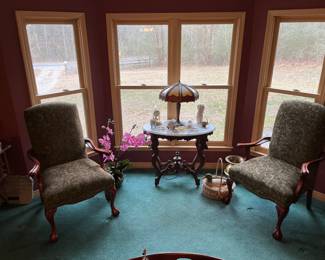 Duncan Phyfe arm chairs, excellent condition, excellent upholstery.