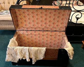 Interior of the antique trunk.