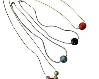 Cherie Dori acrylic balls set with Swarovski crystals on sterling chains 