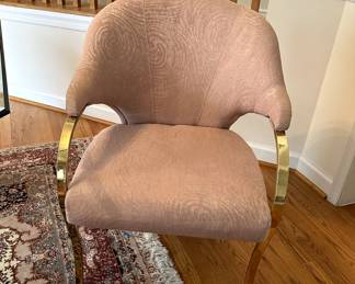 Vintage Carson's Art Deco Hollywood Regency Cantilever with Brass Armchairs with Barrel Seat Backrest