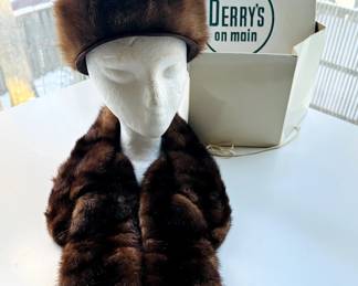Vintage fur hat and shawl