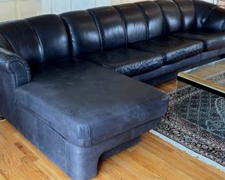 Carson's Black Leather Sofa with Lounge