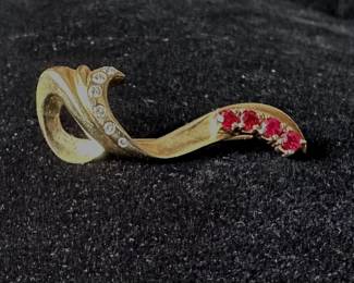 Diamond and Ruby Brooch