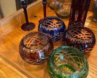 Bohemian Cut Crystal Candle Holders