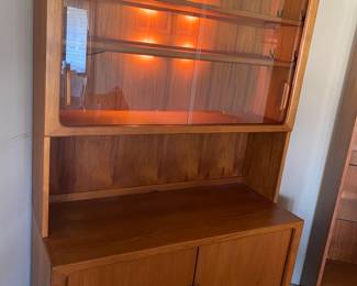 Scandinavian Design Lighted Curio Cabinet. With Glass Doors, Storage.