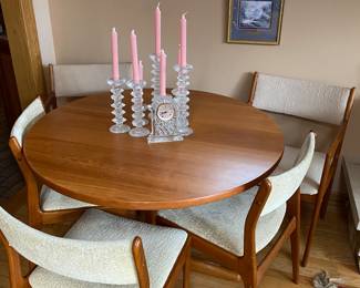 Ansager Mobler Dining Table with Erik Buch Chairs, 3 Side, 2 Arm Chair, Made in Denmark
