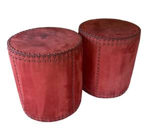 $400 USD     Pair of Lee Industries Red Wine Colored Drum Poufs Ottoman MD219-14     Description: Enhance your living space with this elegant Pair of Lee Industries Red Wine Colored Drum Poufs Ottoman. These beautifully crafted ottomans are perfect for additional seating or as footrests. With their rich red wine color and sturdy design, they are sure to add both style and functionality to any room. Detailed with small nailhead accents.
Dimensions: 17 x 17 x 19"H
Condition: Good condition.  
Local pick up Bethesda, MD.  Contact us for shipper suggestions.