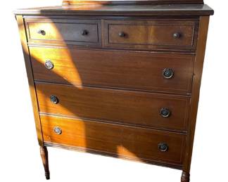 $400 USD      Vintage 5 Drawer Wood Dresser w Beaded Detail MD219-34    Expertly crafted to add a touch of elegance to any bedroom, the Vintage 5 Drawer Wood Dresser is adorned with intricate beaded detailing. Made from high-quality wood, this dresser offers ample storage space with its five drawers. Elevate your home decor with this beautiful and functional piece.

Dimensions: 38 x 20 x 46"H

Condition:  Good condition.  Please note age

Local pick up Bethesda, MD.  Contact us for shipper suggestions.      https://goodbyhello.com/products/vintage-5-drawer-wood-dresser-w-beaded-detail-md220?_pos=18&_sid=c42f9c946&_ss=r