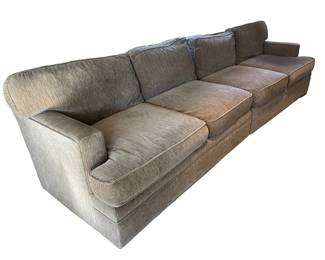 $750 USD     Handcraft by Custom Seating 4 Seater Chenille Long Sofa MD219-15     Elevate your living room with the Handcraft by Custom Seating 4 Seater Chenille Long Sofa. Handcrafted with precision and expertise, this sofa boasts a luxurious chenille fabric and accommodates up to 4 people comfortably. Upgrade your seating experience with this stylish and spacious addition to your home.

Dimensions: 125 x 36 x 33"H

Condition: Good condition.  Please see photos for small tear at right base.  

Local pick up Bethesda, MD.  Contact us for shipper suggestions.     https://goodbyhello.com/products/copy-of-pair-of-lee-industries-red-wine-colored-poufs-ottoman-md219-14?_pos=25&_sid=c42f9c946&_ss=r