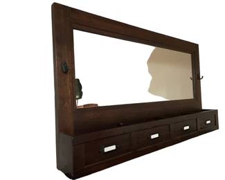 $175 USD     Entryway Mailbox Mirror MD219-10    Description:  Crafted for style and practicality, the Entryway Mailbox Mirror is the perfect addition to any home. Featuring a sleek design and ample storage space for mail and keys, this mirror is both functional and aesthetically pleasing. Keep your entryway clutter-free while adding a touch of elegance to your decor.
Dimensions: 36 x 5 x 20"H
Condition: Very good condition
Local pick up Bethesda, MD.  Contact us for shipper suggestions.