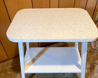 Atomic Pink, Grey & White Boomerang Formica Top Table