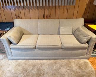 Mid Century Woven Cream Simmons Hide-A-Bed Sofa