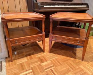 (2) Vintage Brandt Solid Wood Side Tables - Single Dovetailed Drawers