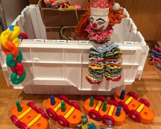 Container of Vintage Toys - Tuppertoys - He-man - FIsher-Price