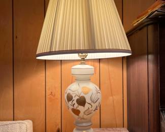 Vintage Hand Blown Bavarian Glass Lamp - Ornate Dolphin Brass Stand