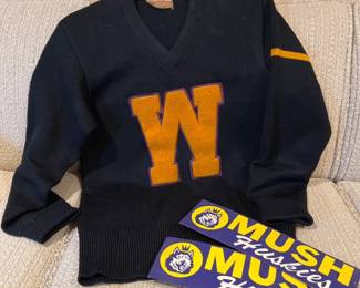 1940s University of Washington Letterman Sweater & Bumper Stickers
