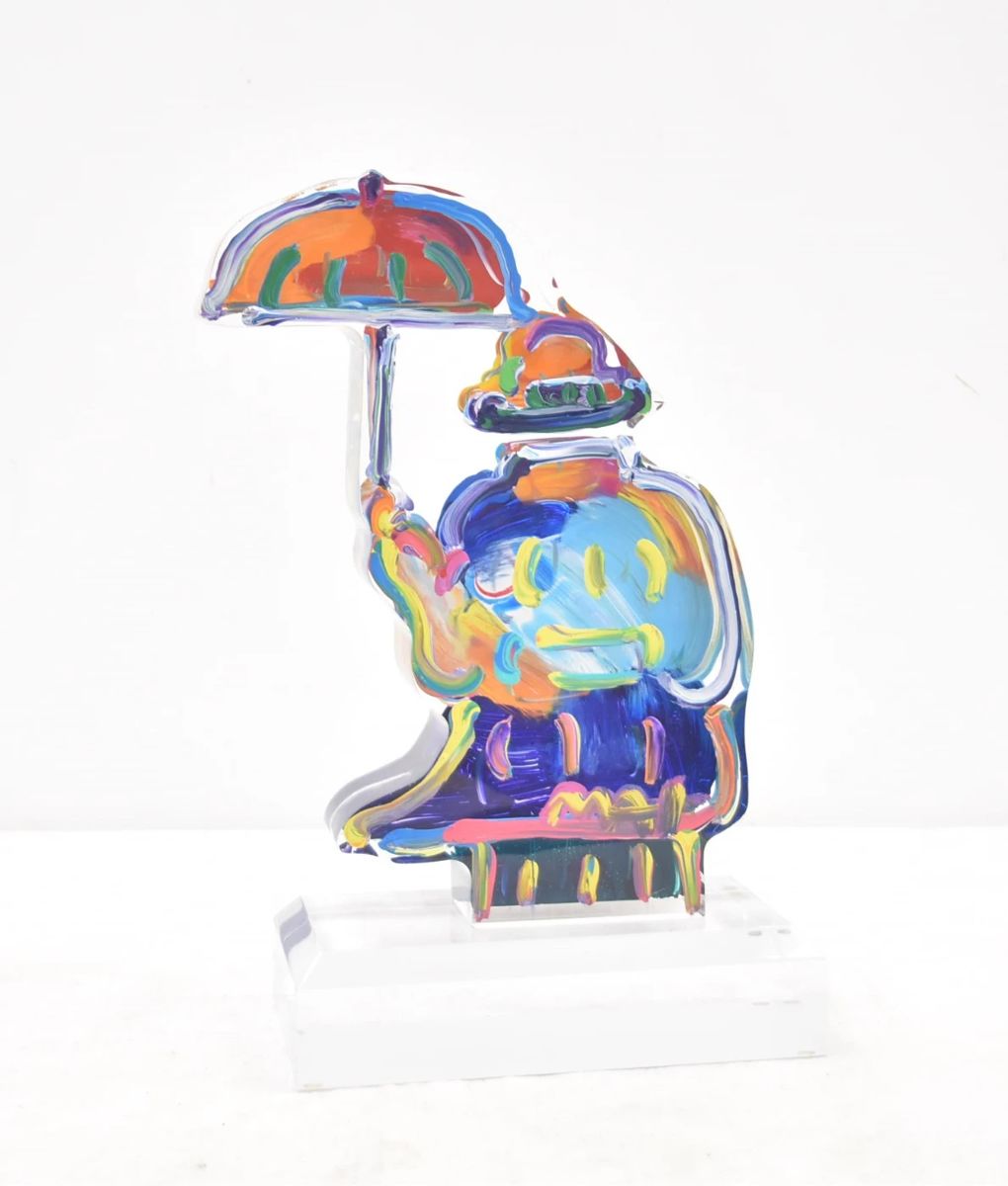 PETER MAX "UMBRELLA MAN" ACRYLIC SCULPTURE 