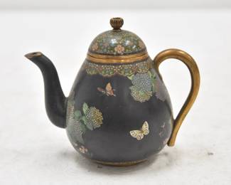 ATTR NAMIKAWA YASUYUKI , JAPANESE CLOISONNE TEA POT