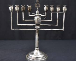 JUDAICA SILVER MENORAH LAMP 