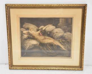 LOUIS ICART GOLDEN VEIL ETCHING 