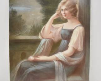 TV LIMOGES LARGE HAND PAINTED PORCELAIN PLAQUE 