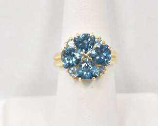 BLUE TOPAZ FLOWER RING 