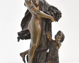 ATTR ALBERT ERNEST CARRIER BELLEUSE BRONZE WOMAN & CHILD SCULPTURE 
