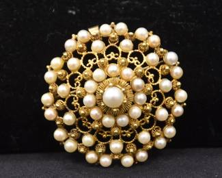 VICTORIAN 14kt GOLD & PEARL 