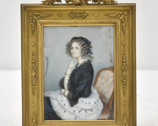 FINE MINIATURE PAINTING OF PRINCES SOPHIE OF AUSTRIA , IN STERN BROS BRONZE FRAME 