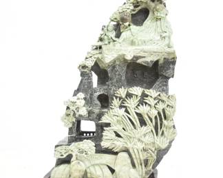 LARGE JADE MAN IN THE MOUNTAIN CARVING 
