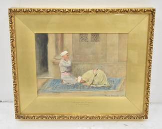 MARIA MARTINETTI , WATERCOLOR ARABS AT PRAYER 