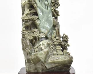 LARGE JADE MAN IN THE MOUNTAIN CARVING 